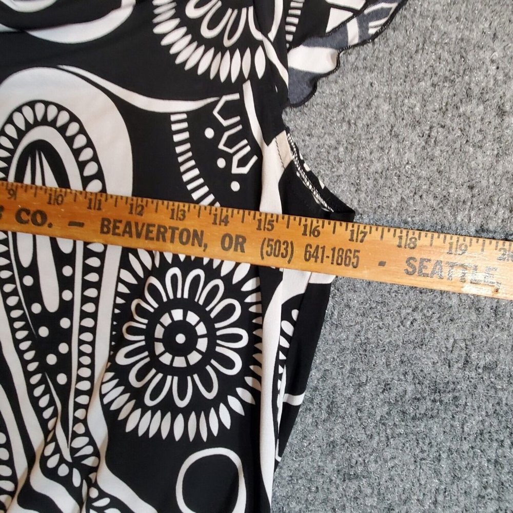 Joei & I Women Sleeveless Black White Bold Print Blouse Size Small S Summer - Picture 7 of 9